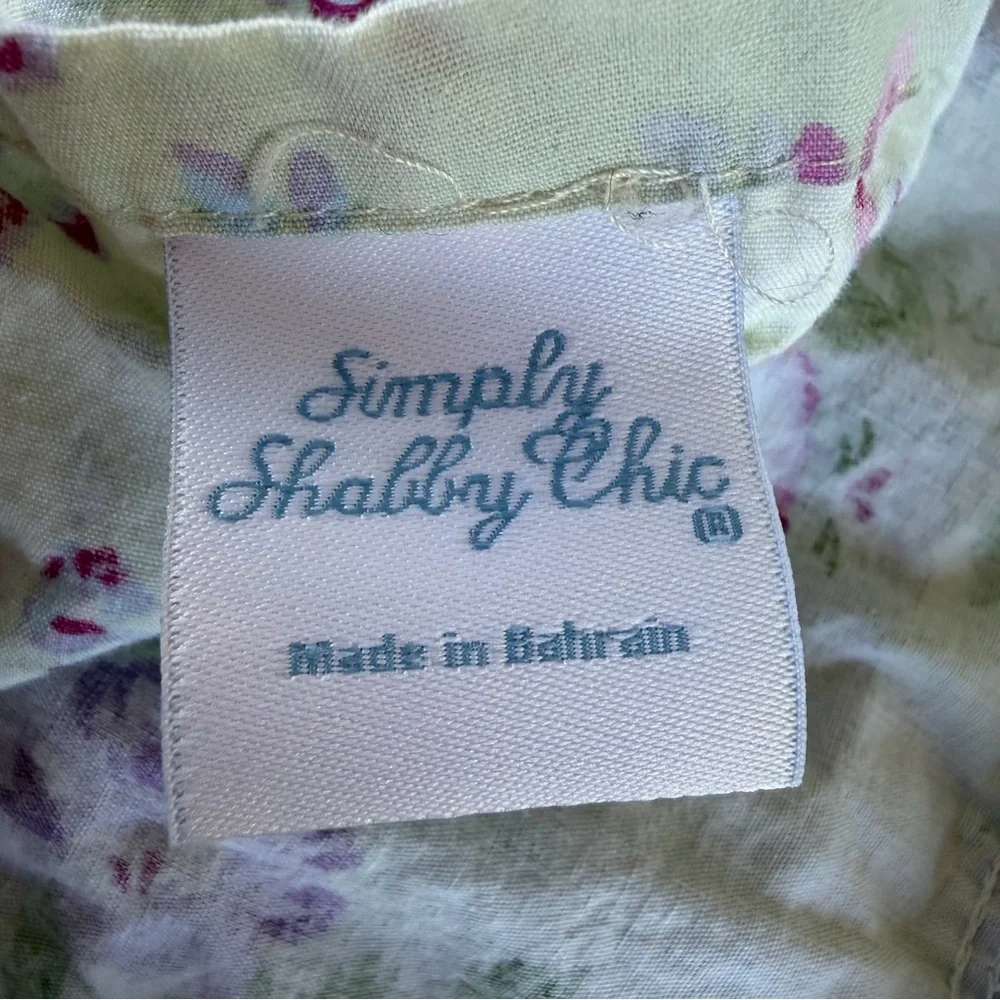 Simply Shabby Chic Bramble Rose 2-Piece Standard Pillow Sham Set Green Pink GUC